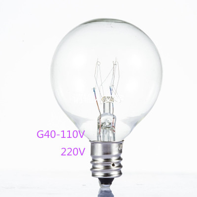 G40爱迪生灯泡透明玻璃110V220v钨丝清光灯E12钨丝灯泡白炽灯泡