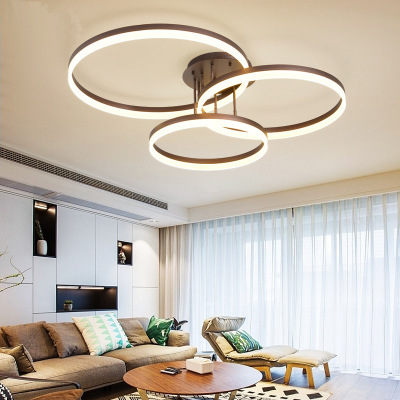 led客厅吸顶灯创意后现代简约主卧室灯智能家装个性环形北欧灯具
