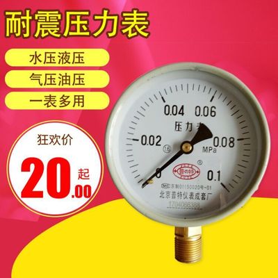 普通压力表水压表Y-100�---1.6MPA弹簧管压力表汽压表蒸汽压力表