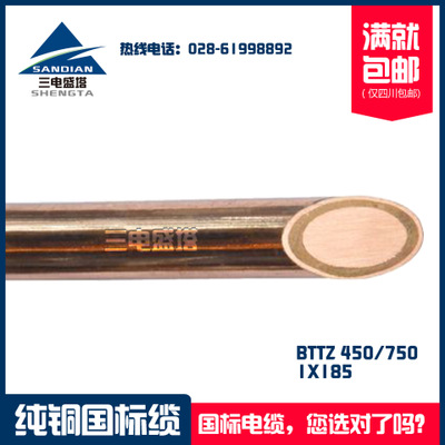四川三电盛塔，重型铜芯铜护套氧化镁绝缘防火电缆BTTZ 1X185