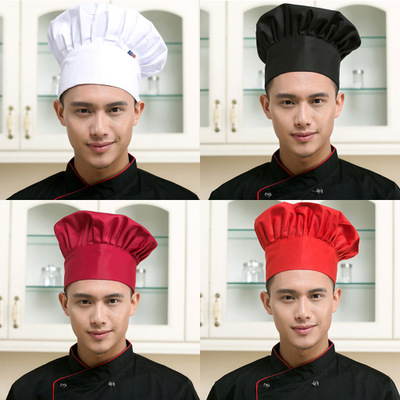 酒店服务员厨师帽子厨房用品蛋糕店布帽男女厨师工作帽百褶蘑菇帽