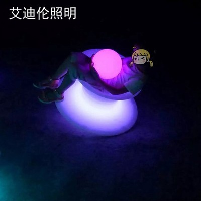 艾迪伦 led发光陀螺凳子儿童休闲360度旋转座椅圆形创意不倒翁椅图1