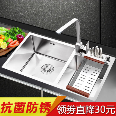 德国304不锈钢4MM面板加厚手工水槽双槽厨房台下盆洗菜盆洗碗水池