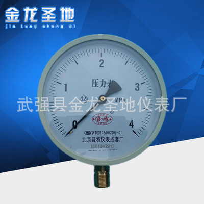 供应促销弹簧管压力表Y150mm过检北京普特压力表 气压表  水压表