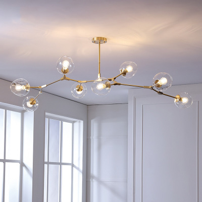 北欧全铜魔豆吊灯轻奢客厅灯具后现代简约网红卧室个性创意分子灯