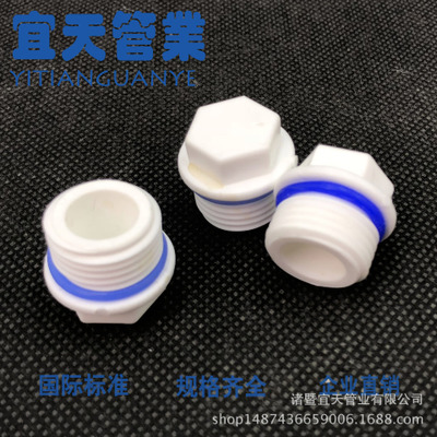 ppr/pom4分6分1寸塑料 内丝堵头 外牙丝堵 带皮圈封堵头 宜天图1