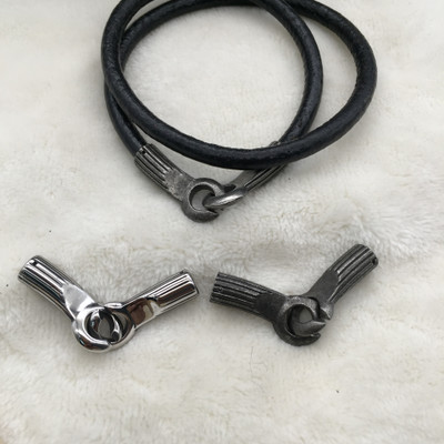 供应DIY饰品配件 不锈钢吊桶多规格连接皮绳两头手链项链配件