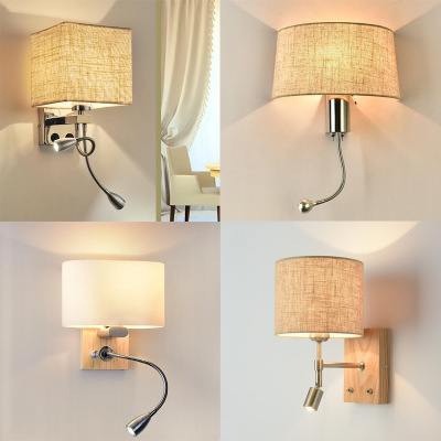 简约现代北欧灯具创意客厅卧室床头灯楼梯过道木质LED酒店壁灯