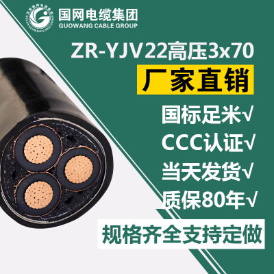 yjv3*70高压铜芯电缆  yjv22铠装高压电力电缆国标足米 厂家直销