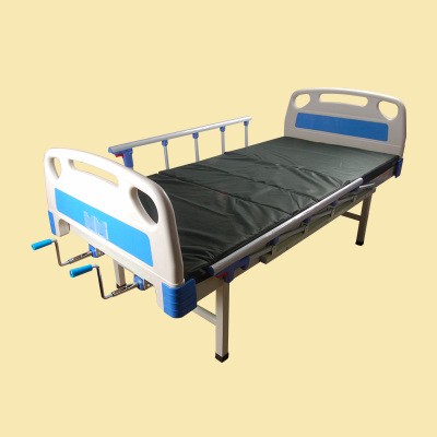 现货医用铁架双摇床 带座便可拆卸清洗床 配推轮老人护理床