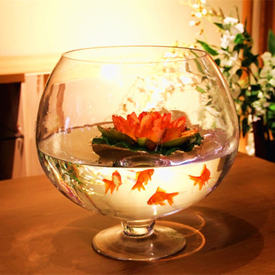 巨型透明玻璃酒杯鱼缸 酒吧大杯高脚花瓶家居客厅水培养鱼玻璃缸