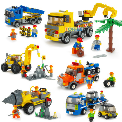 杰星城市建筑汽车工程车拖车系列益智拼装DIY积木玩具20504-20509