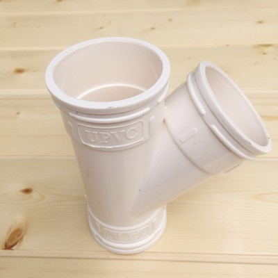 PVC等径斜三通45度排水系统管材塑料管件Y型三通50 75 110 160mm图1