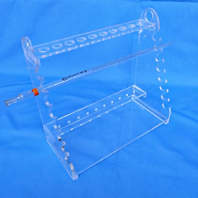 厂家直销有机玻璃单面10孔梯形吸管架移液管架 亚克力刻度吸管架