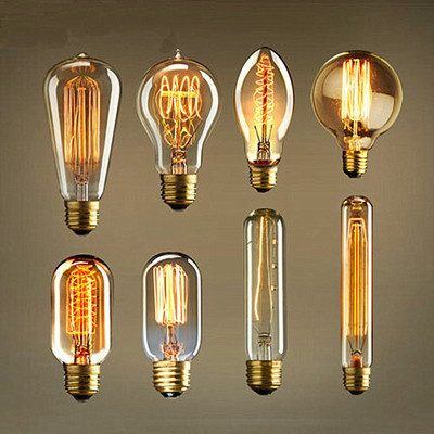 爱迪生E27钨丝灯泡 复古光源创意白炽灯暖光艺术装饰黄光外贸灯泡