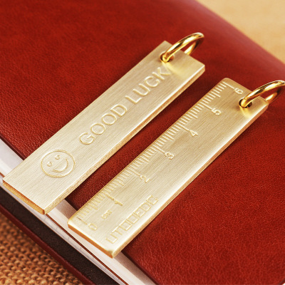 迷你6cm小铜尺 黄铜金属直尺 钥匙牌挂件尺子 3mm加厚 logo定制