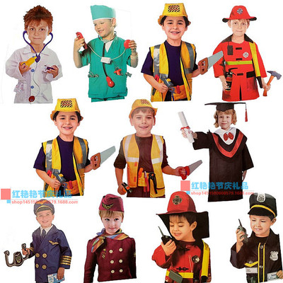 万圣节cosplay服装儿童角色扮演衣服消防员警察工程师派对厨师服