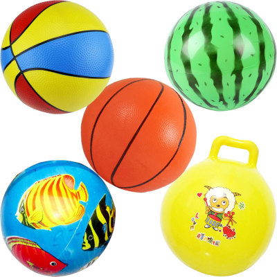 玩具充气皮球儿童球宝宝大号球弹力手柄球西瓜球幼儿园无拍中性