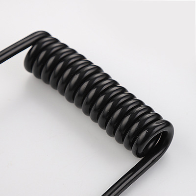 厂家供应两芯环保螺旋线 黑白耐高温美规电源线 pu欧规三芯弹簧线