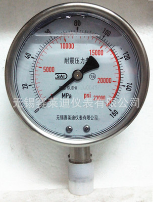 高压耐震压力表 耐震不锈钢压力表 160MPa表  超高压耐震压