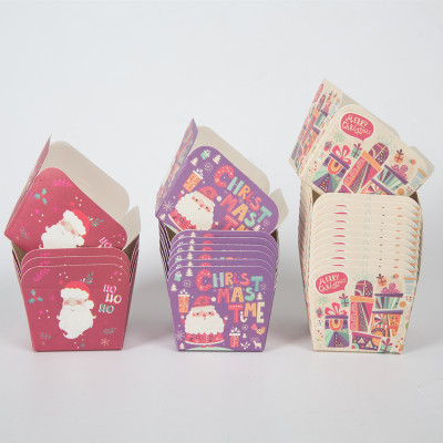 圣诞系列北海道戚风硬质正方形马芬蛋糕纸杯纸托烘焙包装100只