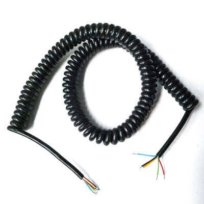 厂家生产TPUTPR弹簧线 耐磨螺旋电源电缆线 定做2芯弹簧绳