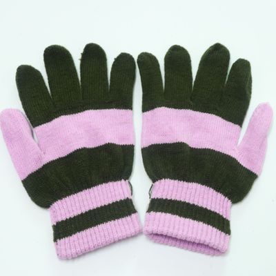 两元店　低价秋冬女式保暖工作条纹棉线手套　女士全指手套批发