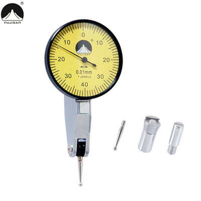 FUJISAN杠杆百分表0-0.8mm千分表0-0.2mm小校表防震指示表磁性座
