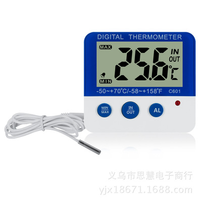 家用室内外温度计 冰箱温度计 电子温度计 可设高低温报警C601