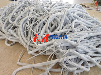 螺旋伸缩电缆 白色柔软螺旋弹簧线  螺旋电缆价格 螺旋电缆厂家