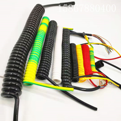 厂家定制PU弹簧线 螺旋弹簧线 黄绿双色线 防静电接地线