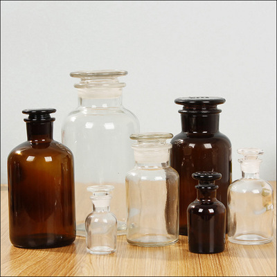 厂家直销30-1000ml 棕色/透明 广口/小口试剂瓶 玻璃 磨口试剂瓶