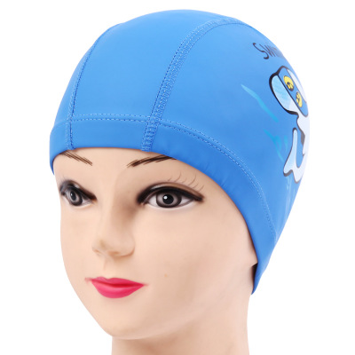 儿童泳帽 男女童 长发防水 舒适 卡通海豚硅胶泳帽欧美时尚游泳帽