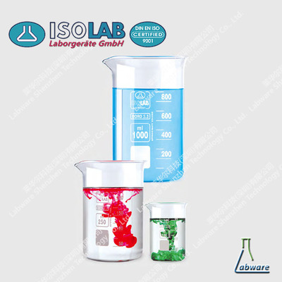 250ml 透明玻璃低型烧杯 德国进口 ISOLAB品牌 货号：025.01.250