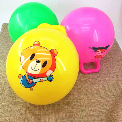 儿童玩具充气球拍拍球幼儿园宝宝小孩手柄球卡通图案弹力球小皮球