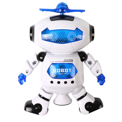 太空跳舞机器人儿童玩具360度电动旋转灯光音乐男孩玩具地摊热卖