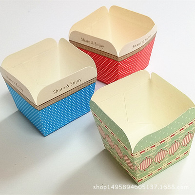 北海道戚风蛋糕纸杯 耐高温方杯 淋膜马芬蛋糕纸杯100只烘焙包装