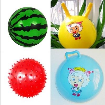 热卖款儿童玩具西瓜球卡通图案PVC充气球 手柄球小皮球厂家批发