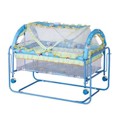 贺联2560婴儿铁床摇篮床游戏床可折叠带轮子蚊帐婴儿床代发