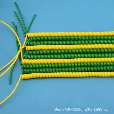 黄绿双色弹簧线，黄绿接地线弹簧线 0.75/1.0/1.5黄注绿螺旋线