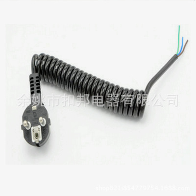 厂家定制弹簧电源线 三芯1平方PU环保螺旋线 三芯欧规插头弹簧线