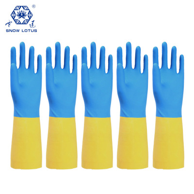 北京华腾雪莲氯丁手套加厚橡胶手套工业耐酸碱乳胶劳保防护手套