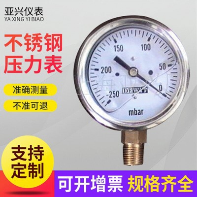 欧洲标准高质量不锈钢微压表 燃气压力表过压防止型微压表