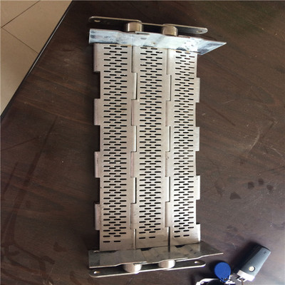 304食品链板输送带  节距50.8冲孔不锈钢链板  高温链板式输送带