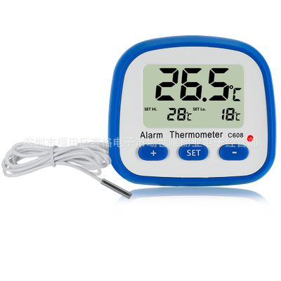 跨境电商C608室内室外温度计 高低温报警家用 温度仪Thermometer