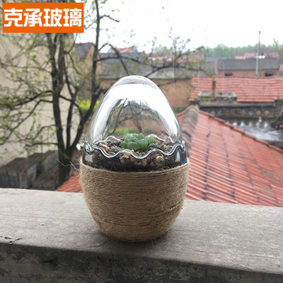 厂家直销创意蛋壳景观玻璃花瓶礼品培养花瓶多肉植物栽培玻璃瓶