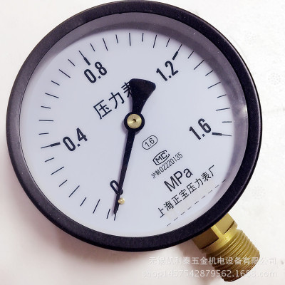 普通正宝压力表Y-100 0-1.6mpa弹簧管真空气泵空压机水压锅炉液压图1