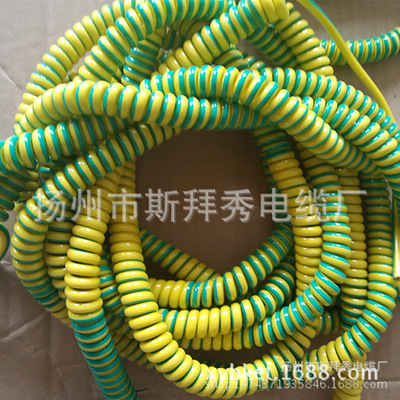 2.5平方4平方6平方螺旋电缆 双色黄绿弹簧线 3米10m黄绿接地弹簧