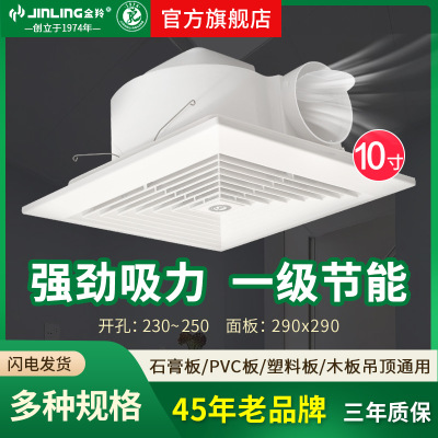 金羚排气扇10寸厨房卫生间管道换气扇 强力静音排风扇BPT12-24-2D