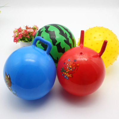 0122儿童充气玩具皮球婴儿按摩球类手眼训练宝宝西瓜球手柄球刺球